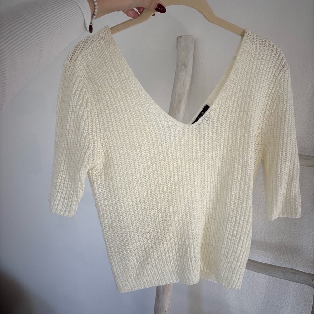 Joie Cream V-Neck Sweater